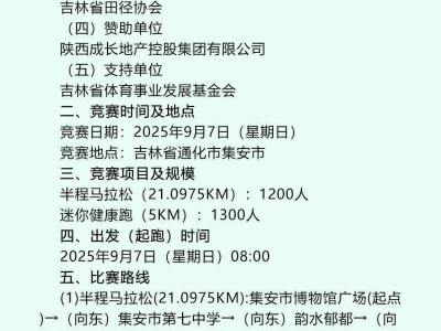 2025中國·吉林第二屆邊境馬拉松系列賽集安站(賽事規(guī)程)