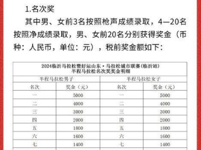 臨沂國際馬拉松獎金