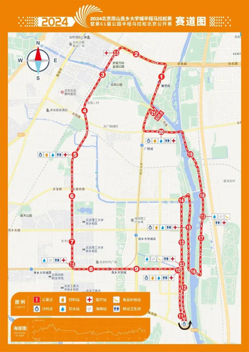 2024北京房山良鄉(xiāng)大學(xué)城半程馬拉松賽賽道圖