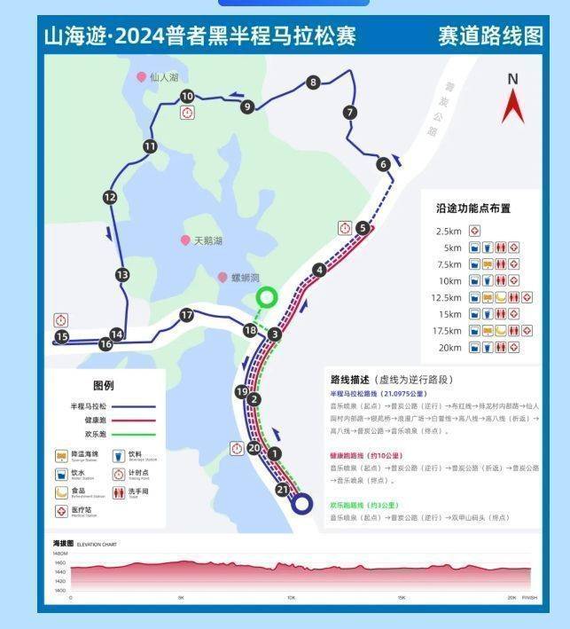 山海游2024普者黑半程馬拉松賽道線路圖(公里+景點) 山海游2024普者黑半程馬拉松賽道線路圖(公里+景點)