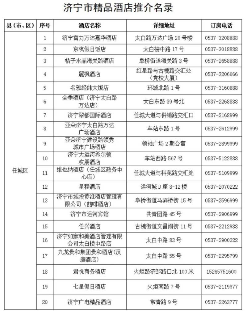 2025濟寧馬拉松入住酒店推薦名單