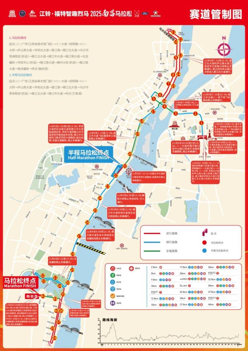 2025年南昌馬拉松交通管制路線圖（廁所+衛(wèi)生間點(diǎn)位）